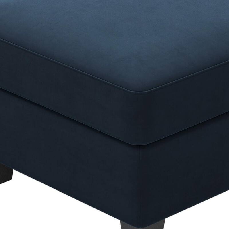 HomeRoots 25" Blue and Black Velvet Storage Ottoman