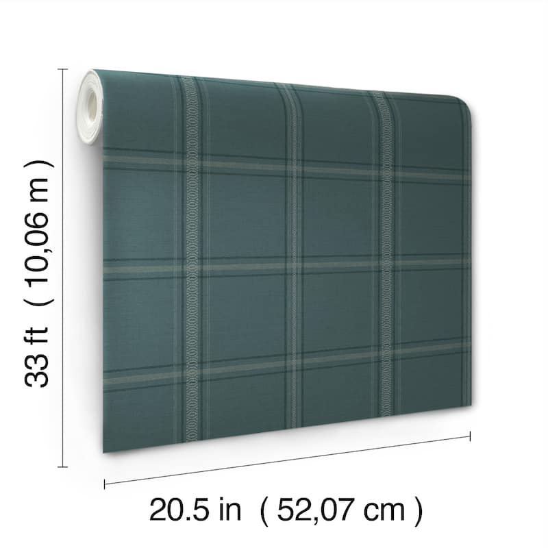 Chesapeake Auberge Teal Plaid Wallpaper