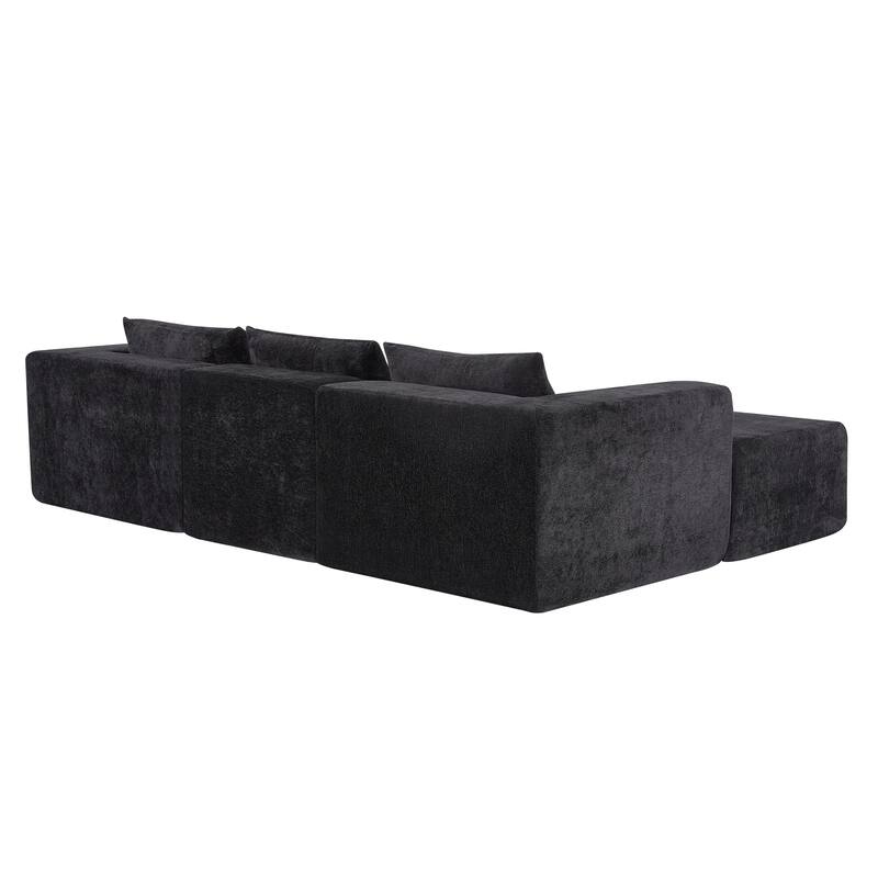Christopher Knight Home - Adaline Modern Fabric Modular Sectional Sofa with Pillow Back and Ottoman