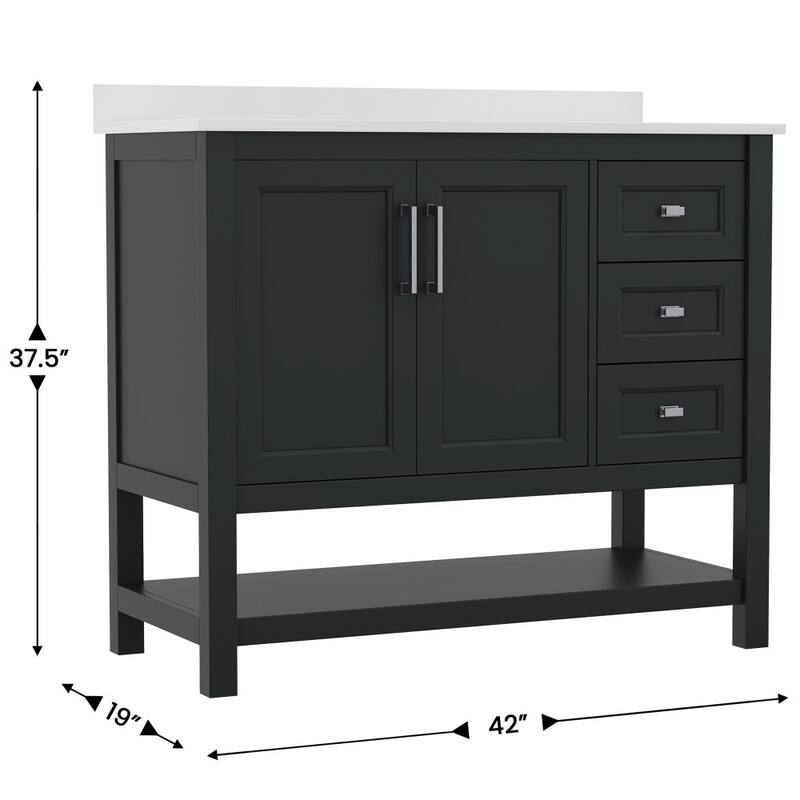 Bathroom Vanity with Sink, Open Storage, and Storage Drawers