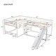 preview thumbnail 4 of 16, 4 Beds in 1 Full and Twin Size Bunk Bed, Pine Wood L-Shaped Kids Loft Bed Frame with Slide and Short Ladder, White