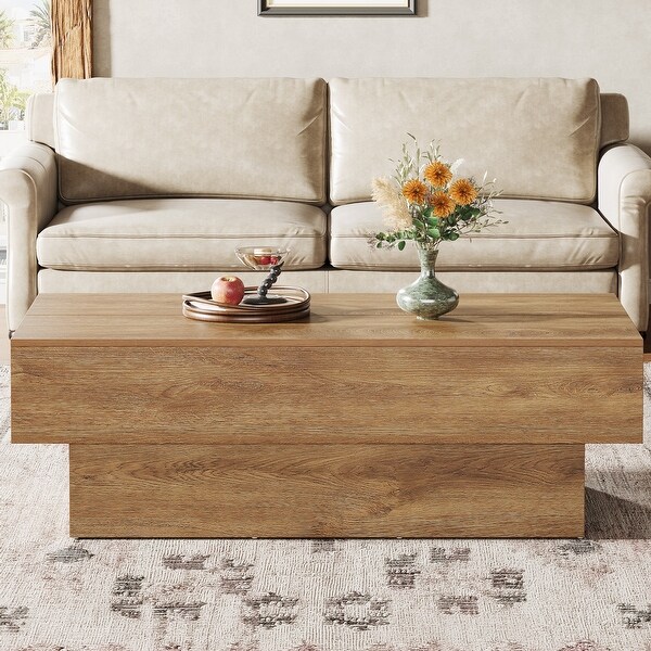55-Inch Wooden Coffee Tea Center Table for Living Room, Industrial