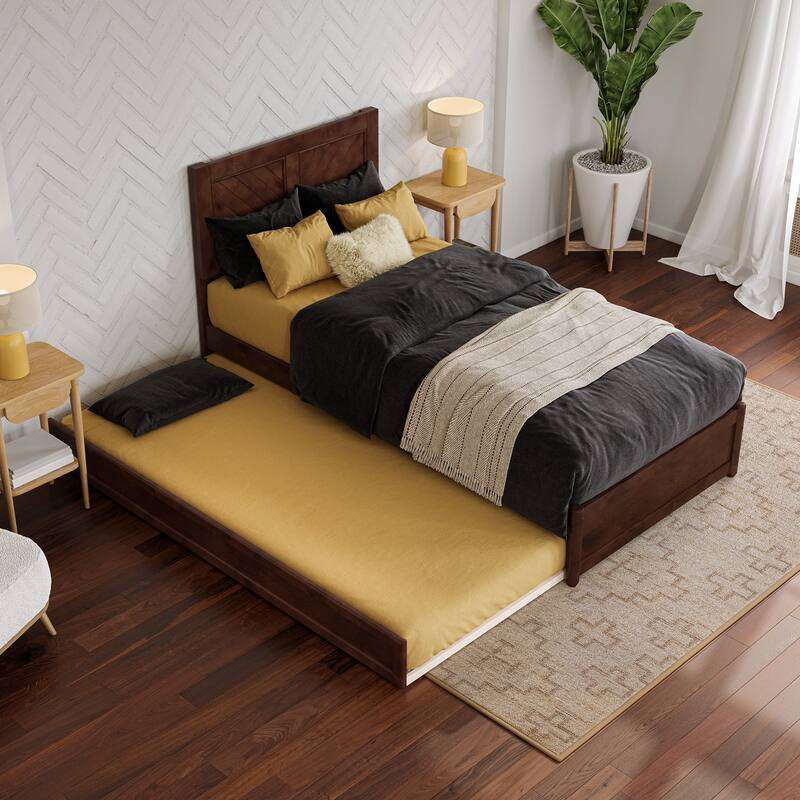 Clayton Platform Bed with Panel Footboard and Twin XL Trundle