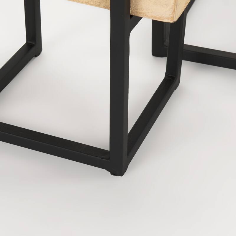 Jadine Set of 2 Beige Wood w/ Black Metal Arch Frames