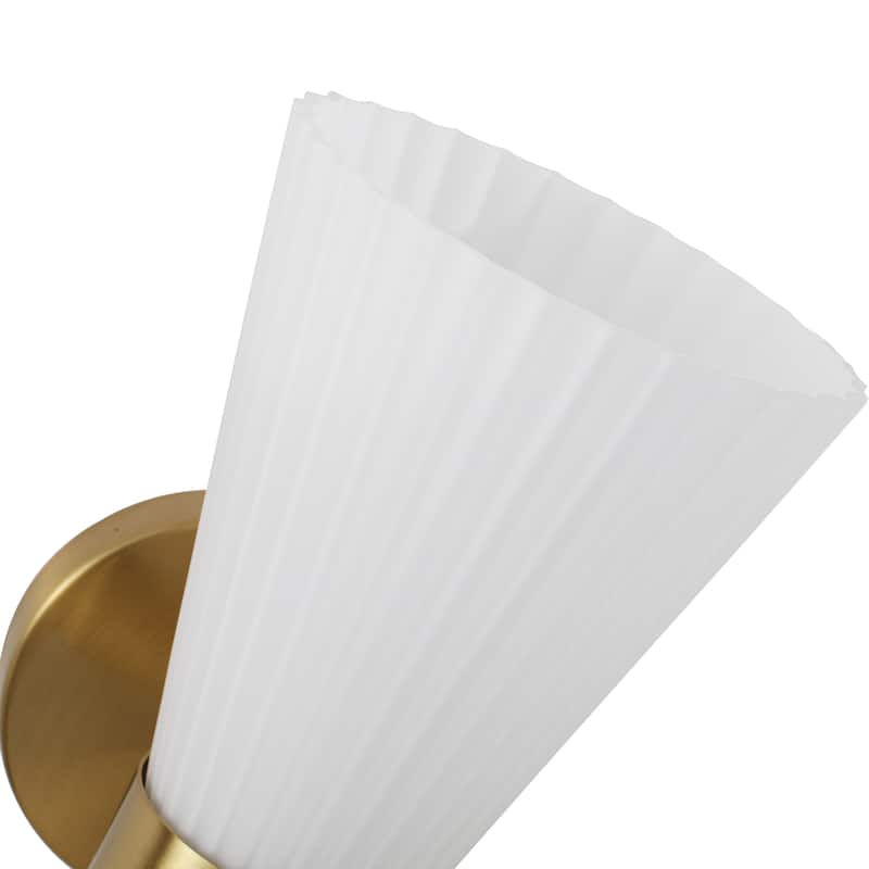 2-Light Modern Brushed Brass & Frosted Glass Wall Sconce (Set of 2) - N/A