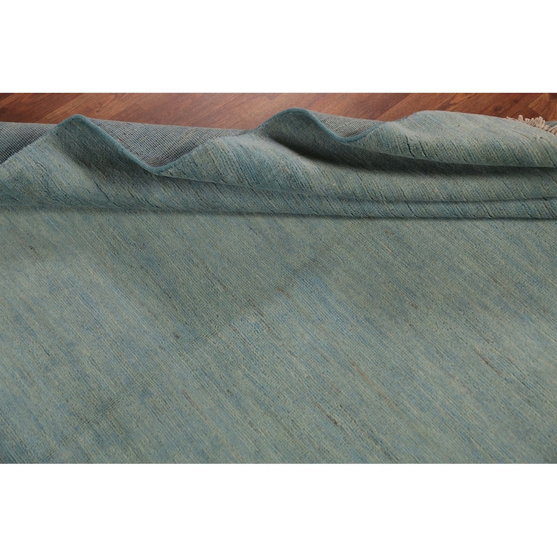 Light Blue & Green Modern Gabbeh Area Rug Hand-Knotted Wool Carpet - 5'0" x 6'5"