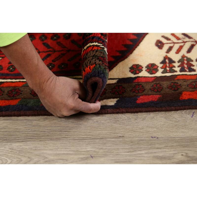 Geometric Persian Hamedan Area Rug Wool Hand-knotted Office Carpet - 3'4" x 4'9"