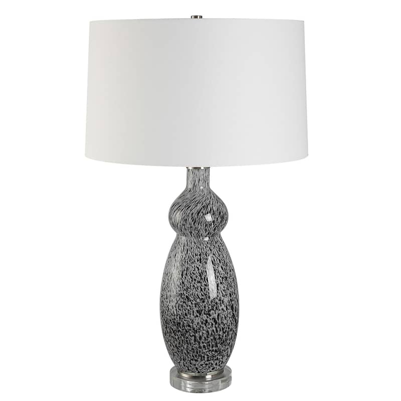 Curvy Glass Table Lamp with Tapered Shade - 29" - Black