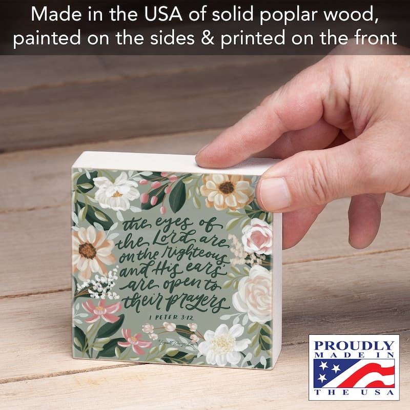 Righteous Artistic Freestanding Solid Wood Block Sign Made in the USA 3.75” Square Decorative Accent for Home or Office - Multi