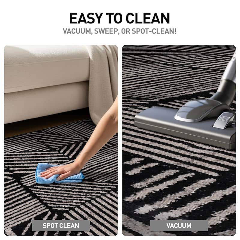 World Rug Gallery Contemporary Boho Stripes Black Area Rug