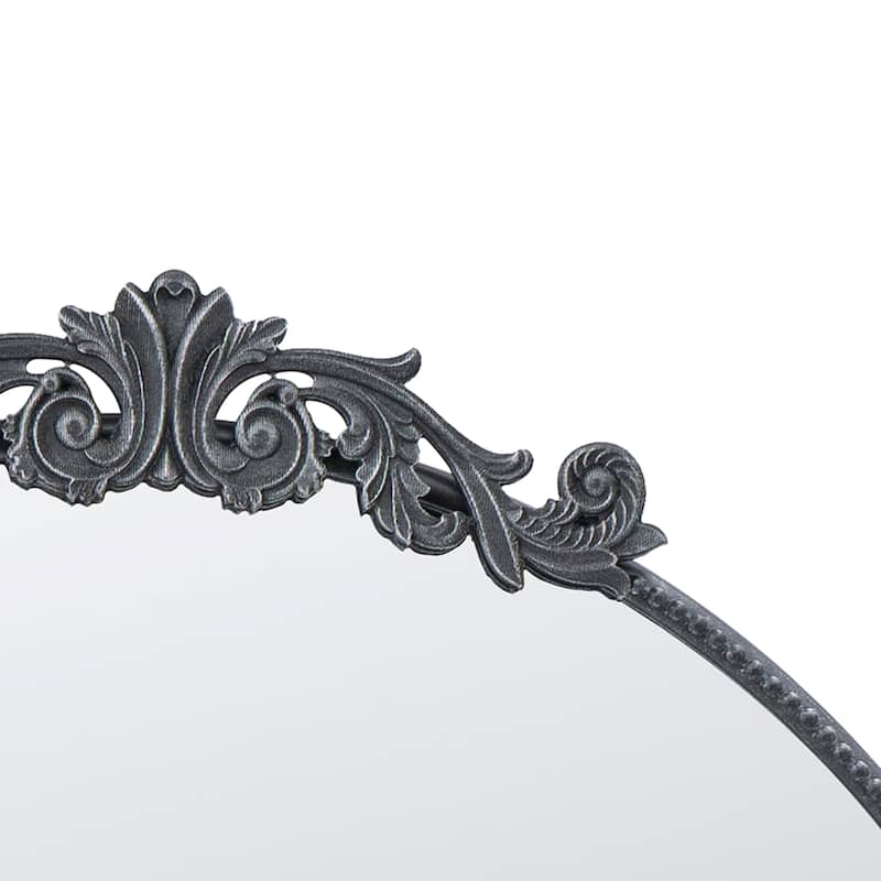 Round Baroque Style Wall Mirror - 38.5" - Black