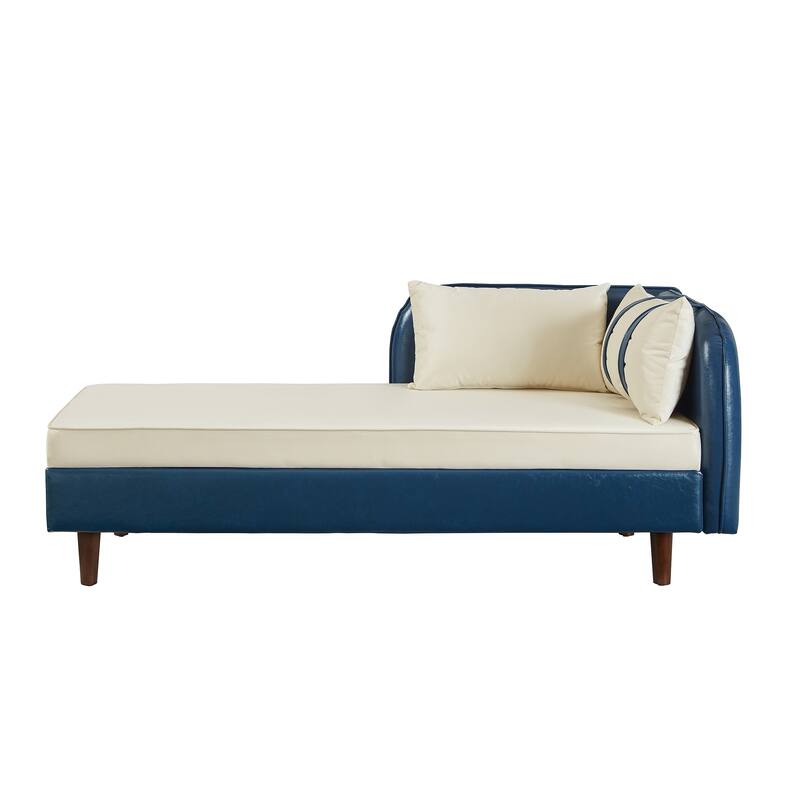 65" Storage Chaise Lounge Sofa with PU and Velvet Upholstery, Modern Sleeper Sofa with Hidden Storage