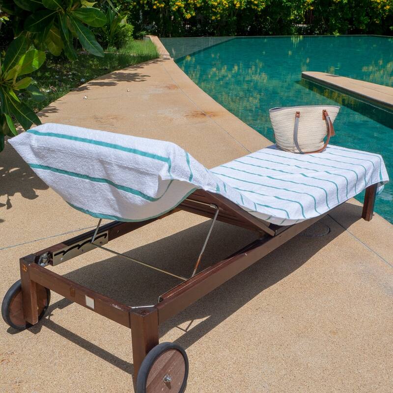 Las Rayas 2-Piece Chaise Lounge Towel Covers with Top Pocket - 30x85