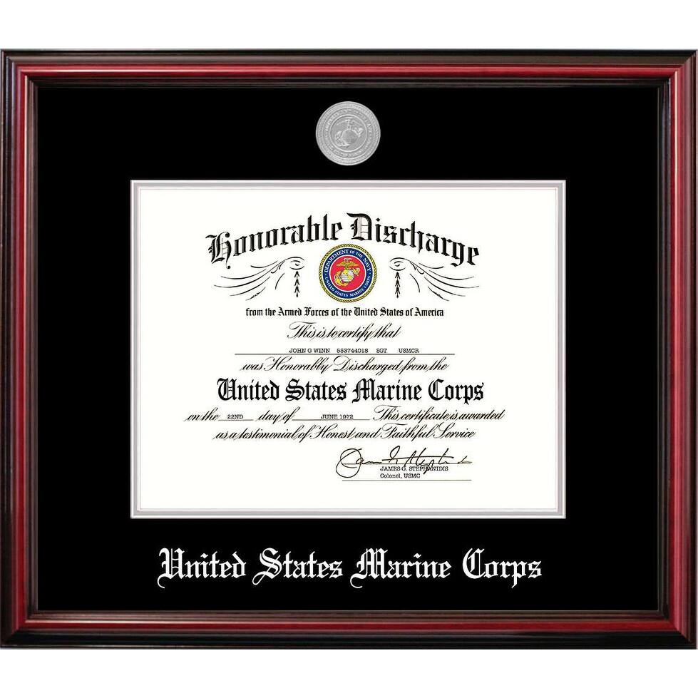 Patriot Frames Marine 8.5x11 Discharge Petite Frame with Silver Medallion