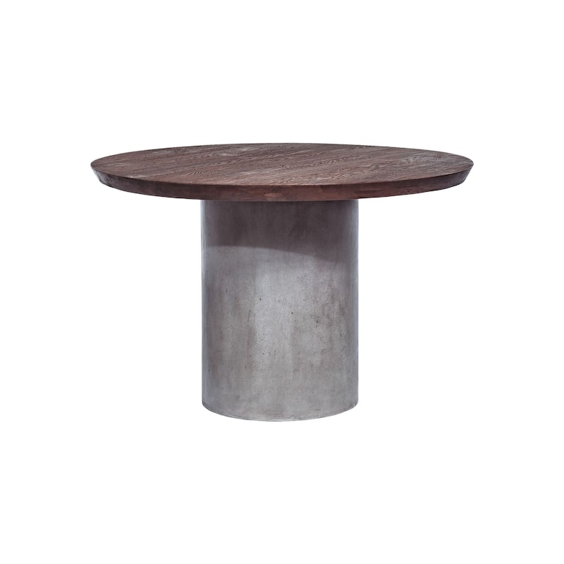 Modrest Renzo Modern Round Oak & Concrete Dining Table