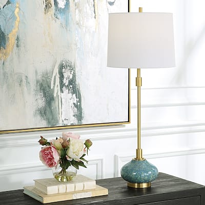 Drip Glaze Buffet Lamp - 34" - Seafoam Green