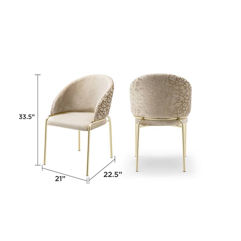 Onyx Chair With Gold Legs - Beige - 21 x 22.5 x 33.5