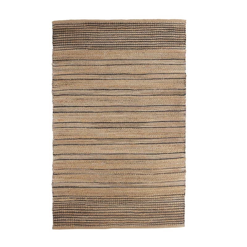 Sevita Organic Jute Striped Area Rug, Tan and Black
