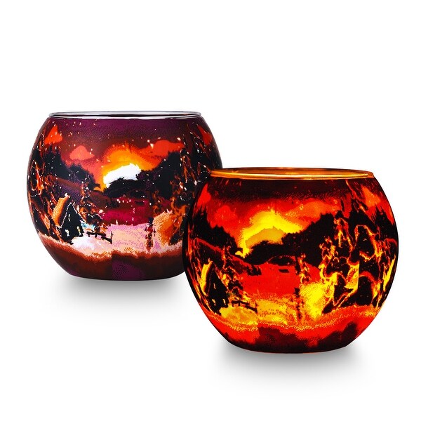 Kanstar 2 Pack 4" Glass Votive Candle Holders for Seasonal Christmas and Home Décor