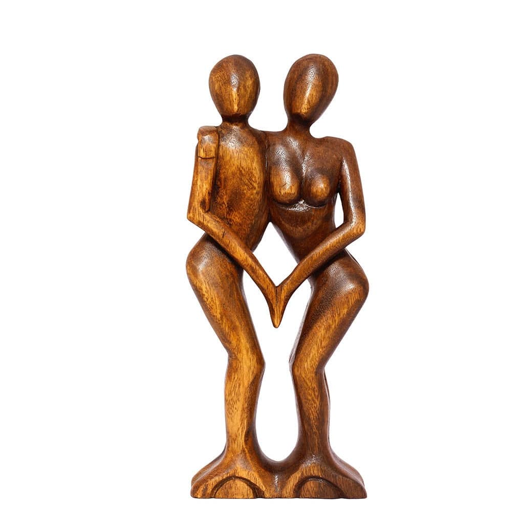 12" Wooden Handmade Abstract Sculpture Statue Handcrafted "Love & Unity" Gift Decorative Home Decor Figurine Accent Decoratio