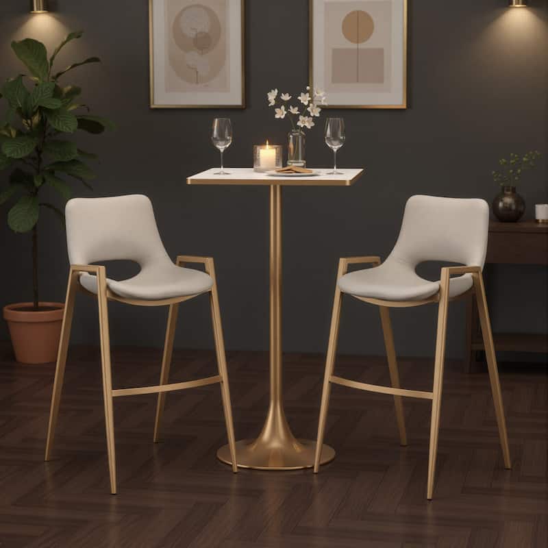 Spot Bar Table Beige & Gold