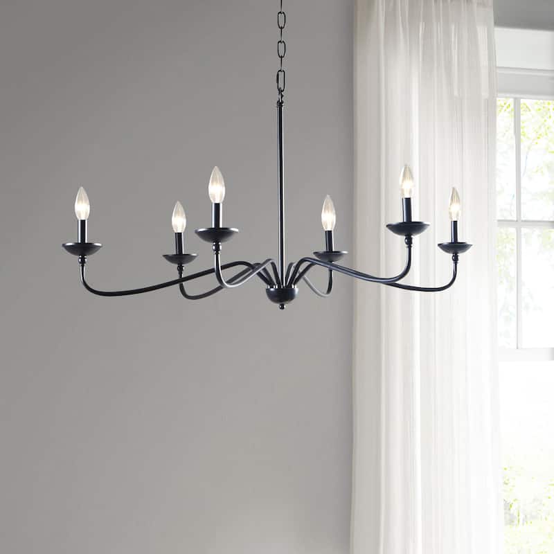 INK+IVY Brighton 6-Light Farmhouse Metal Chandelier - Matte black