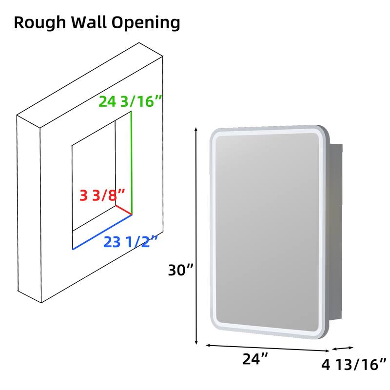 Aris Recessed/Surface Mount Bathroom Medicine Cabinet with Mirror and Lights, Dimmable, Adjustable Shelves, Fast Defogging