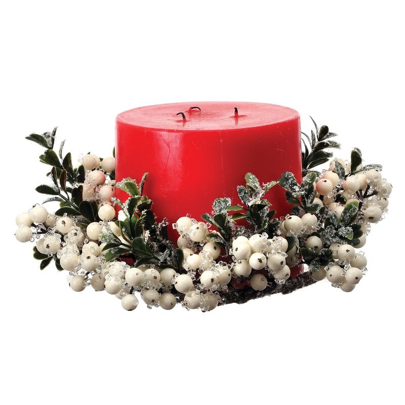 Iced Berry Boxwood Candle Ring Set of 2