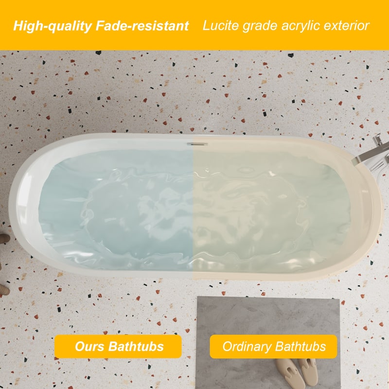 67" Gloss White Freestanding Acrylic Bathtub