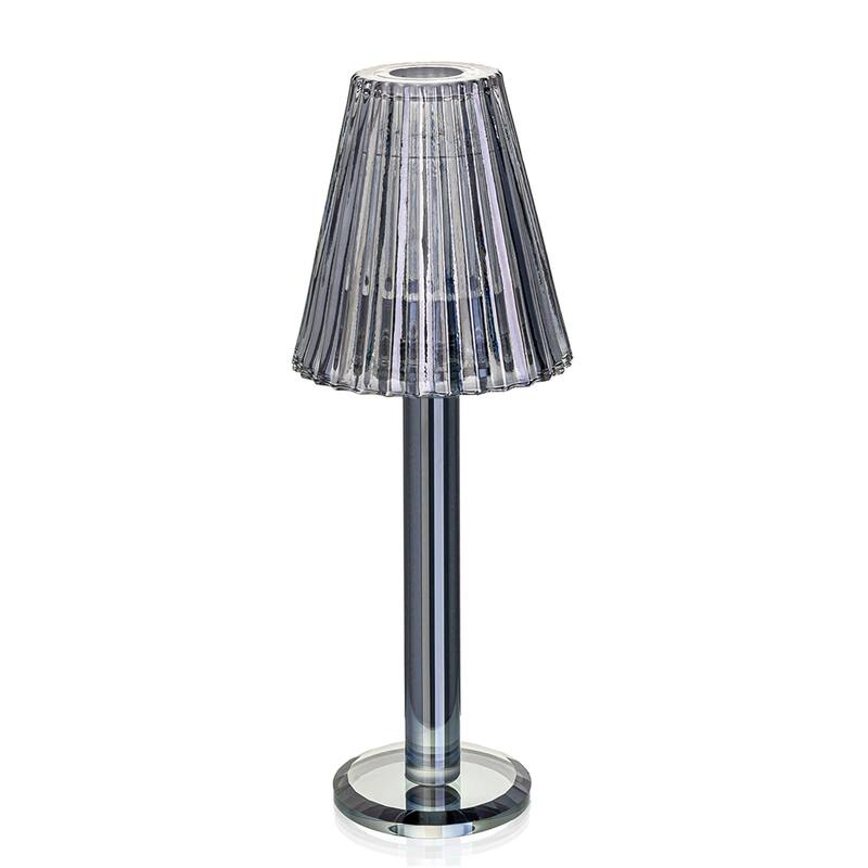 12 Inch Crystal Glass Candle Lamp with Stylish Glass Shade for Decor