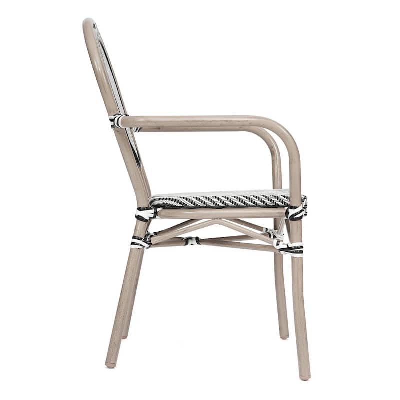 2 Pack All-Weather Commercial Paris Chairs with Arms and metal Frames