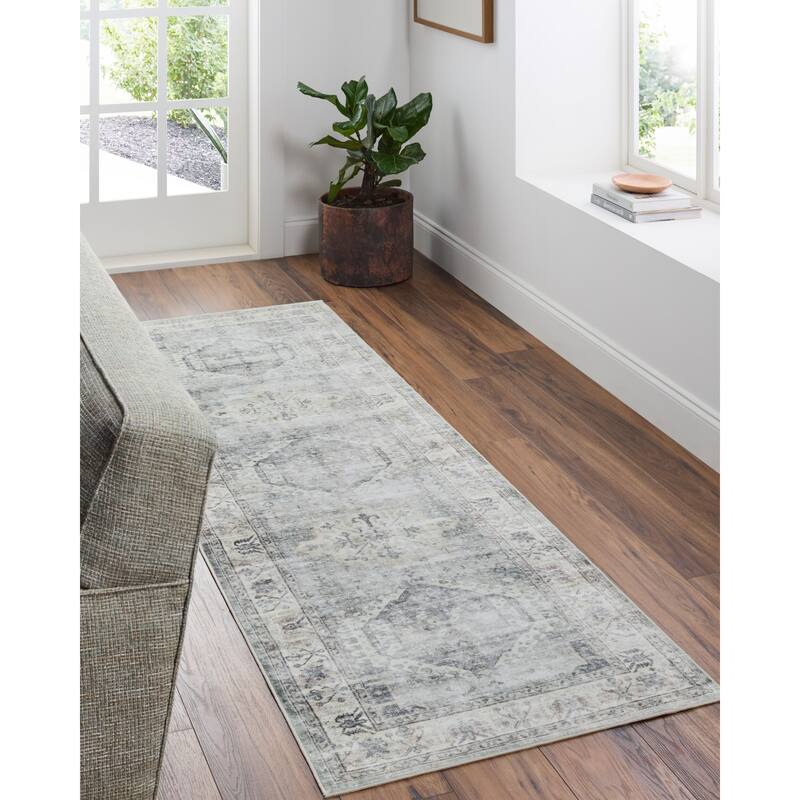 Livabliss Traditional Lavable Medallion Washable Area Rug - 2' x 2'11" - Gray/Brown