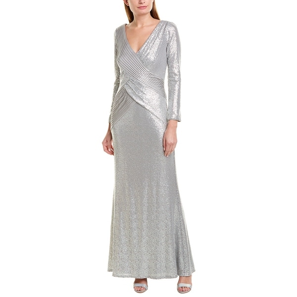 tadashi shoji silver gown