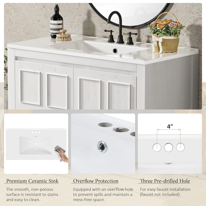 36 "Ceramic Sink Bathroom Vanity Set with Storage Cabinet Organizer‌.