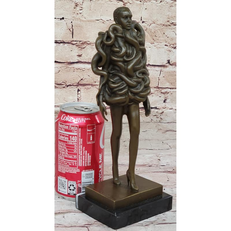 Contemporary Art Bronze Sculpture Of Woman Wearing Imitative Snakes - Unwavering By Pascal Delor