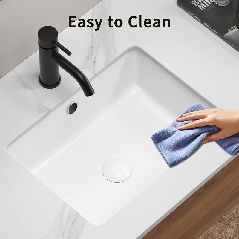Porcelain Ceramic Vessel Sink Deep Basin w/ Overflow Under the Counter