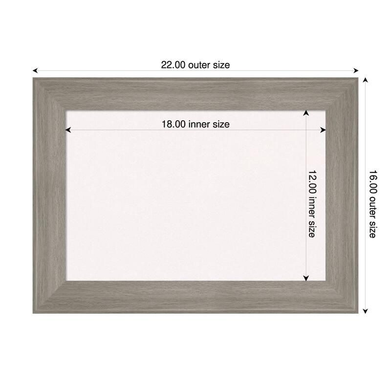 Grand Greywash Narrow Framed Cork Board - Bulletin Board, Organization Board, Pin Board - White - 22 x 16 in