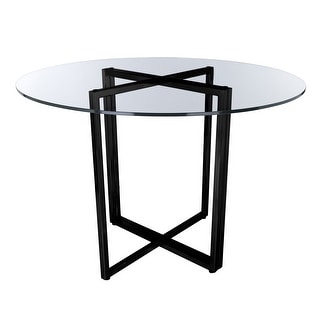36" Glass Top Black Geo Base Round Dining Table - Bed Bath & Beyond ...
