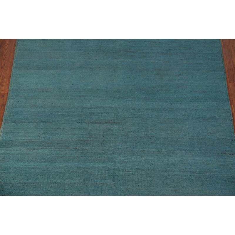 Modern Teal Gabbeh Oriental Area Rug Handmade Wool Carpet - 3'11" x 5'8"