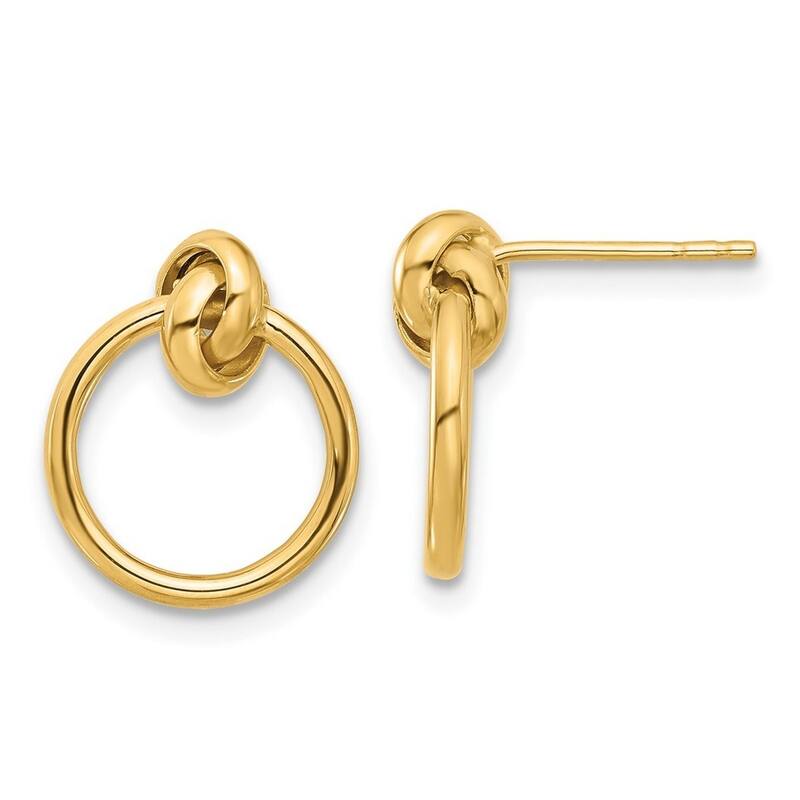 Curata 14k Yellow Gold Polished Knot Circle Drop Post Earrings - 14.98x12.44mm