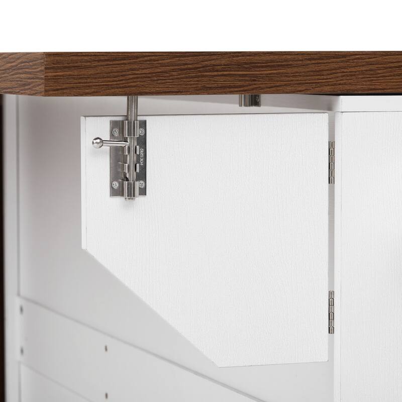 Mobile Kitchen Cart with Pull Out Dining Table Storage Drawers and Spice Rack