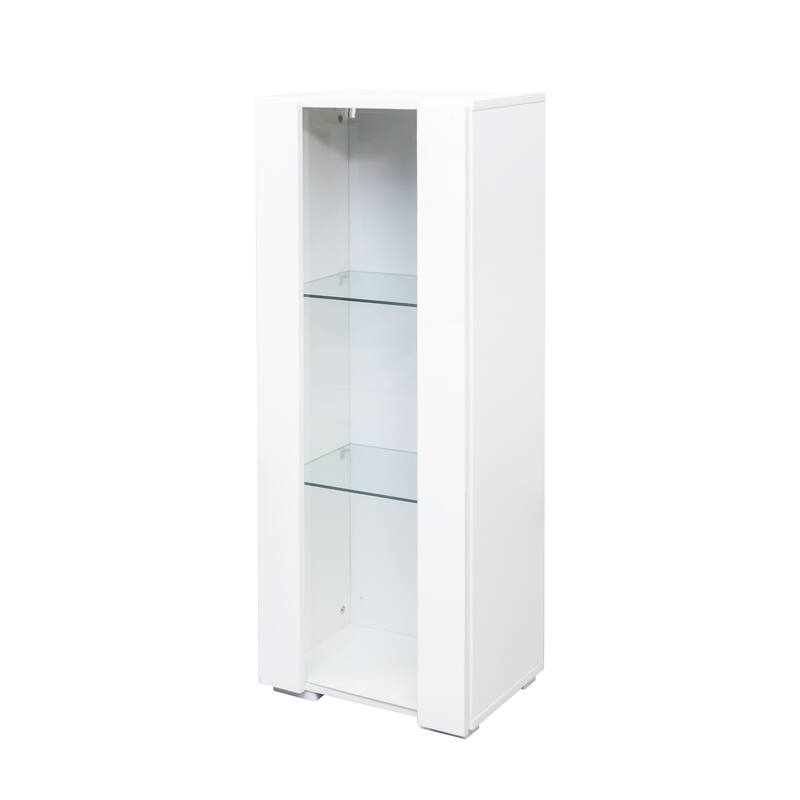 Floating Wall Cabinet Display Cabinet with Lights, Floor Storage Display Case with Glass Shelves for Living Room, Office