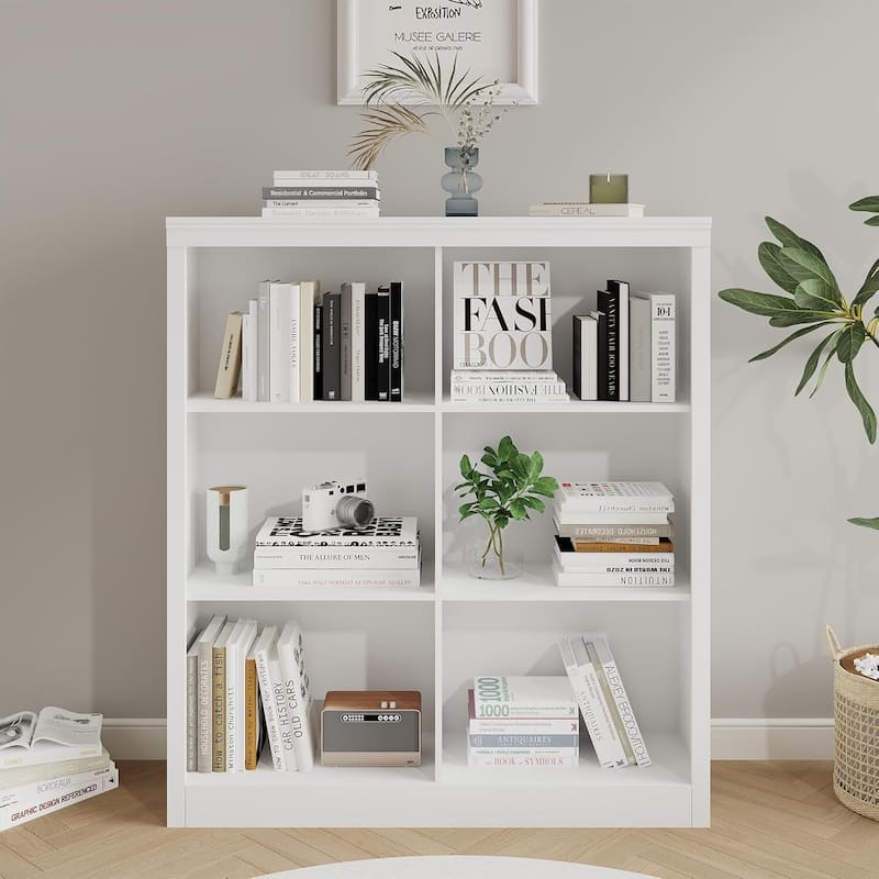 Farmhouse 6-Cube Storage Organizer Bookshelf, Standing Display Cabinet for Home Office