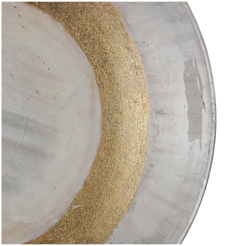 Metal Abstract 3D Circular Disk Home Wall Decor - Set of 3 Gold, Dark Blue, White - Roche River Decor