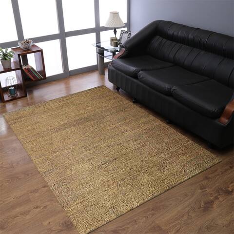 Hand Knotted Sumak Jute 8'x10' Eco-friendly Area Rug Solid Beige