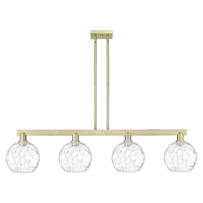 Innovations Lighting Endless Possibilities Arcadia - Athens Water Glass - 4 Light 51" Stem Hung Island Light - Antique Brass