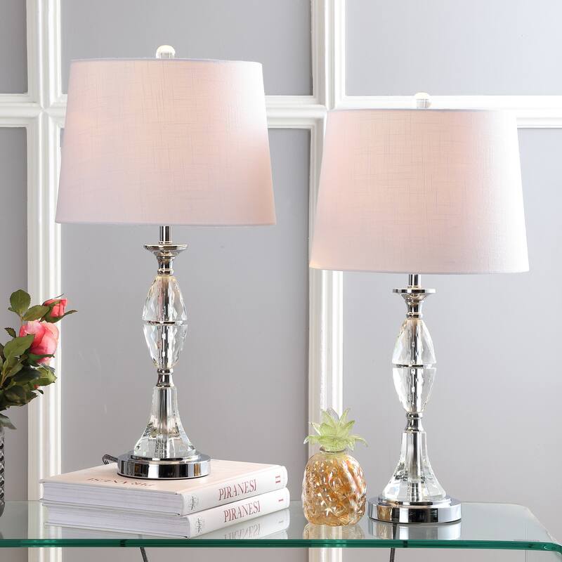 Cole 25.5" Crystal LED Table Lamp, Clear/Chrome (Set of 2) by JONATHAN Y