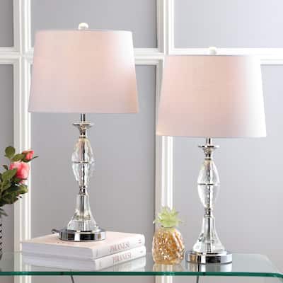 Cole 25.5" Crystal LED Table Lamp, Clear/Chrome (Set of 2) by JONATHAN Y