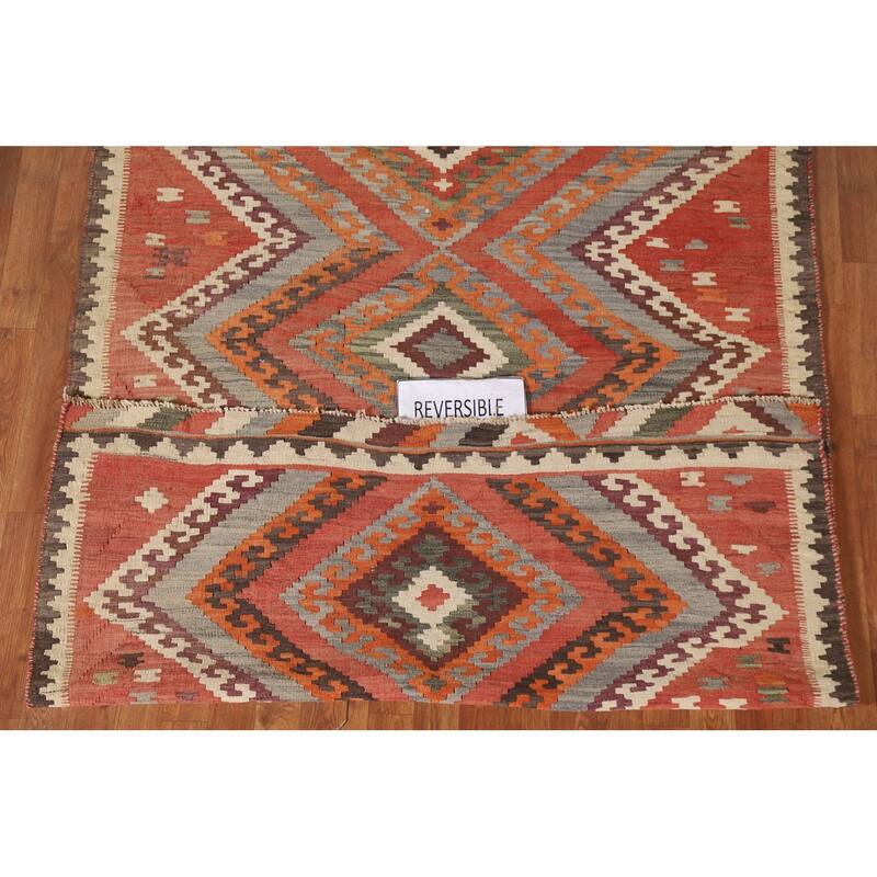 Flatweave Vegetable Dye Kilim Qashqai Persian Antique Rug - 4'11"x 8'10"