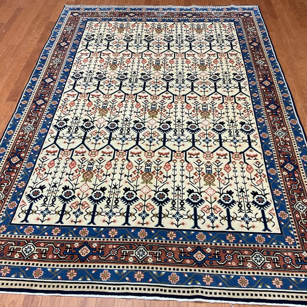 HERAT ORIENTAL Handmade Antique 1920's Art Deco Wool Rug - 6' x 9'